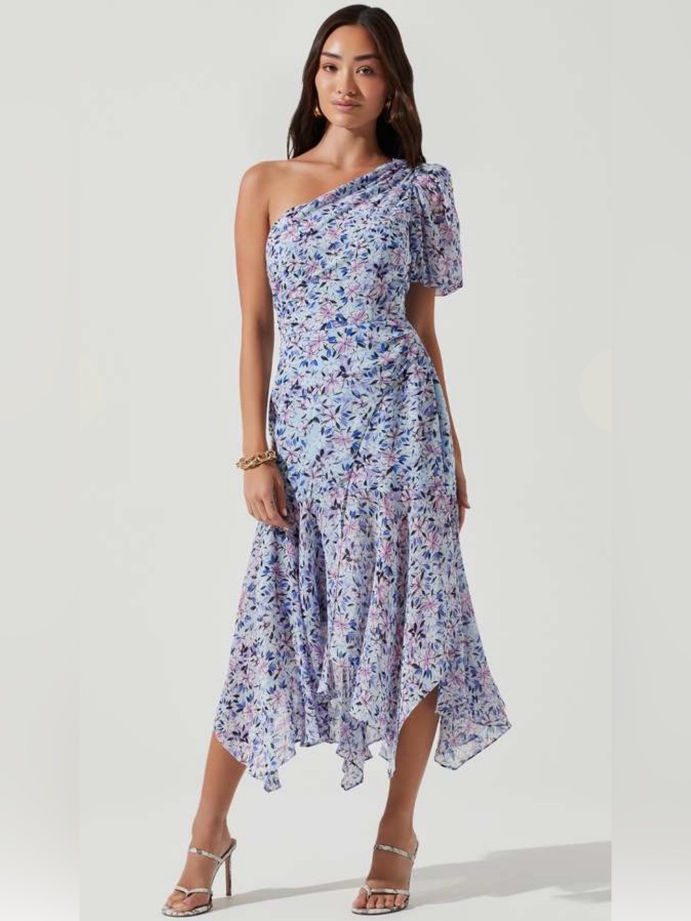 ASTR THE LABEL SANTORINI ONE SHOULDER MIDI DRESS, SIZE M, NWT.